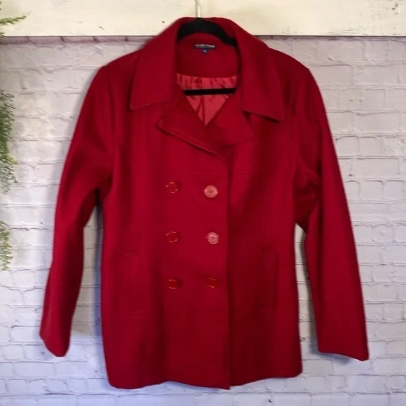 Cache Creek Vintage Wool Double Breasted Classic Christmas Winter Pea Coat Sz L - Picture 3 of 15
